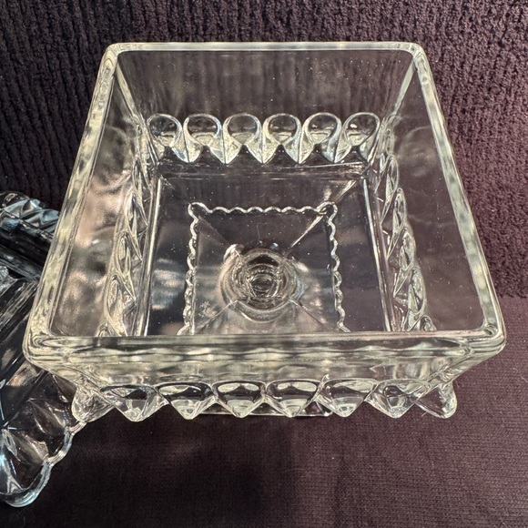 Vintage Clear Pressed Glass Covered Compote / Candy Dish – Jeannette Style  7–8″ - Picture 6 of 7